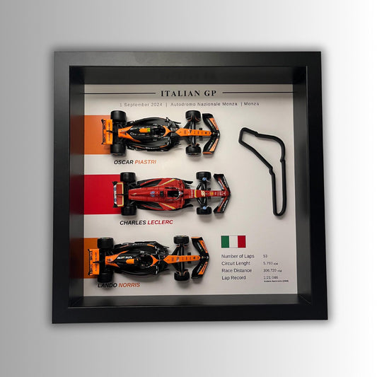 Monza F1 Podium Art: Leclerc, Norris, Piastri - Custom Framed