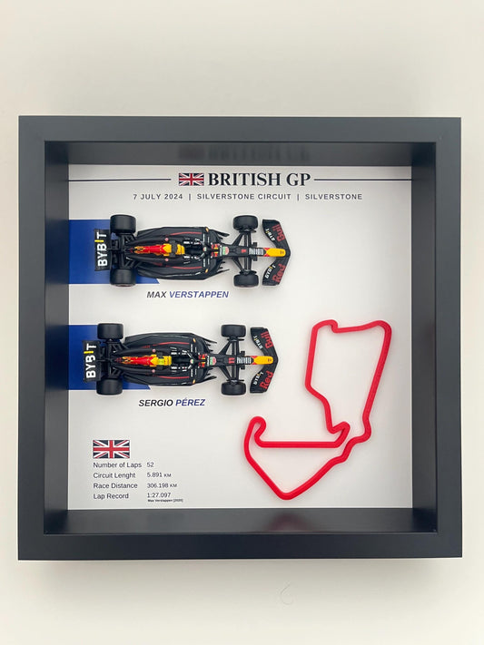 Max Verstappen | Sergio Perez British GP 2024 3D Frame – Red Bull F1 Wall Art, Silverstone Circuit