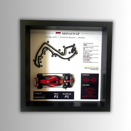 F1 Framed | Charles Leclerc | Monaco GP Display Frame | Leclerc Ferrari SF-24 Art | Personalized Gift