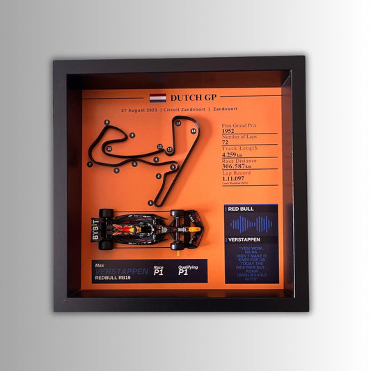 Max Verstappen Dutch GP Win: Framed F1 Car Model & Track Map
